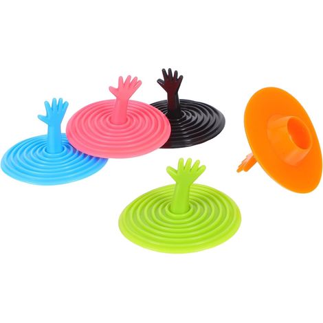 Lot de 5 Bouchons de Vidange D'évier Cuisine et Bouchons de Lavabo de Salle de Bain en Silicone, Étanchéité, Léger, Design Créatif pour Salle de Bain et (1/5)