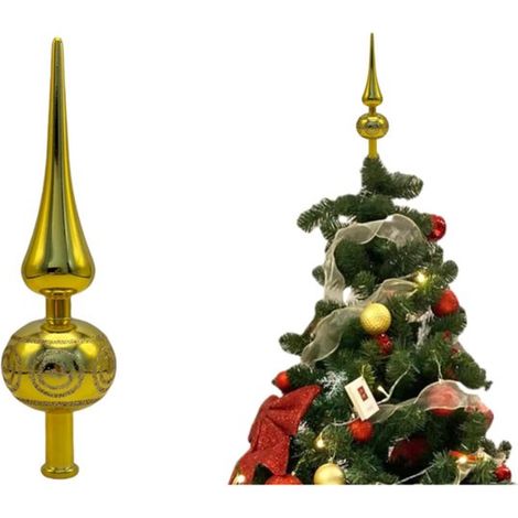 Décorations de sapin de Noël - Cime de sapin - Décoration de cime - Accessoires décoratifs - Calebasse en guise de cime - Plastique - Doré (1/5)