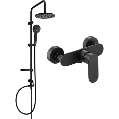 Mexen Carl set doccia esterno con soffione e miscelatore doccia Milo, nero - 71340240-70 (1/3)