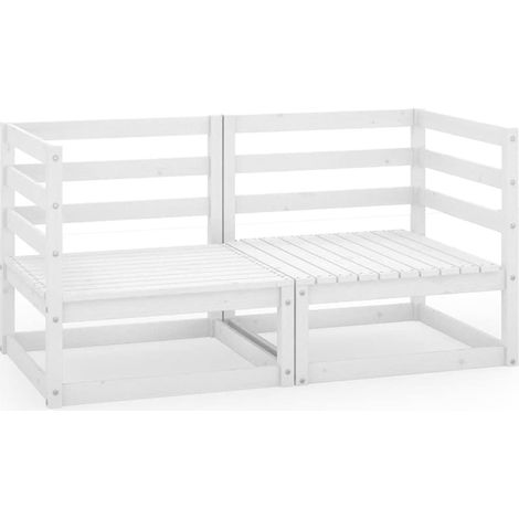 Maison Exclusive - Gartensofa 2-Sitzer Weiß Massivholz Kiefer (1/5)