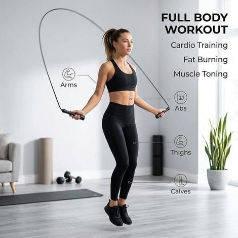 Corde A Sauter - 2 8 M - Reglable - Pour Adulte - Fitness Boxe Cros - 1 Piece (1/5)