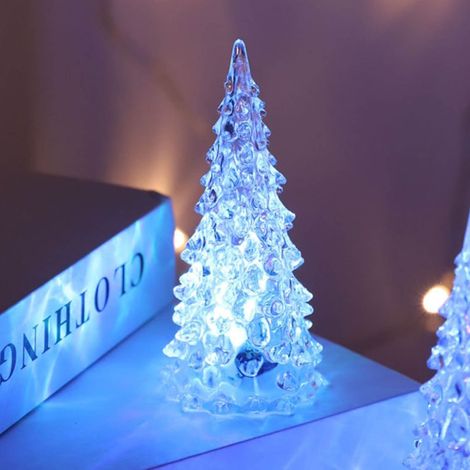 Arbre De Noël - 17 cm - LED Acrylique - Lumière de Table pour Intérieur et Extérieur - 7 Couleurs Automatiques - Alimenté par Piles - 1 Pièce (1/3)