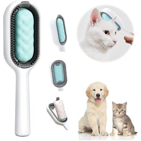 Brosse Chat Brosse Chien, Universel Brosse Anti Poils Animaux, Brosse pour Chat Poil Long, Brosse de Nettoyage Multifonctionnelle pour le Nettoyage et le Toilettage des Poils d'animaux (Vert) (1/5)