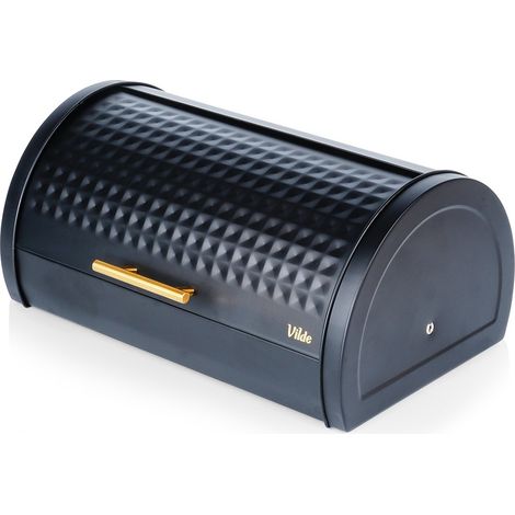 Schwarz-Gold Metall Brotkasten Küchenbehälter für Brötchen (1/5)