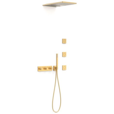 Kit robinet thermostatique encastré à 4 voies B-system pour douche Or Mat 24K - TRES 30725405OM