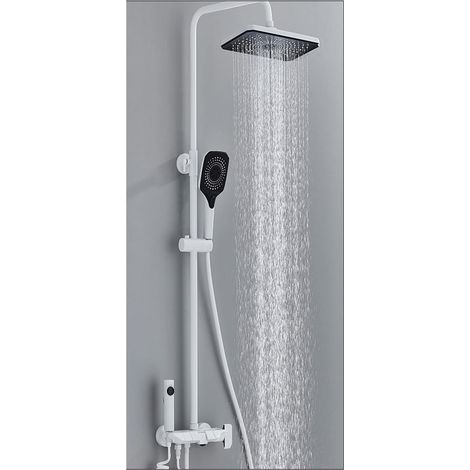 Ensemble de douche mitigeur thermostatique intelli Ensemble de douche de bain à affichage numérique, ensemble de système de douche de salle de bain piano blanc, tête de robinet de douche de salle de b (1/5)