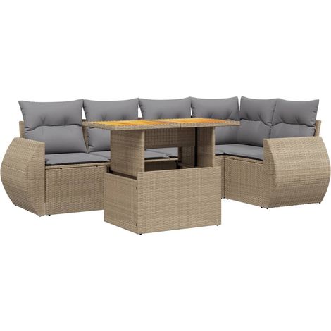 Maison Exclusive - 6-tlg. Garten-Sofagarnitur mit Kissen Beige Po
