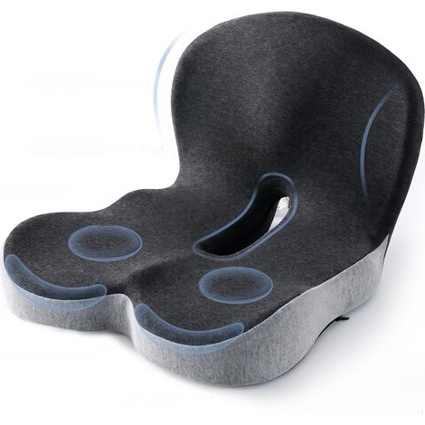 Coussin d'assise ergonomique avec dossier, coussin orthopédique en mousse à mémoire de forme, soutien dorsal et coccyx, coussin d'assise en forme de L, pour chaise de bureau, voiture, chaise de jeu (1/5)