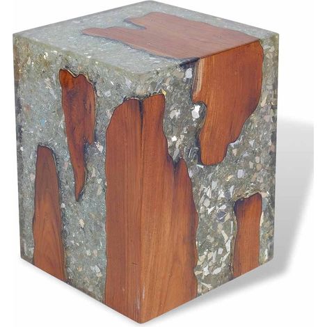 Tabouret,Repose-pied,Pouf Bois de teck massif et résine CFW267951 (1/5)