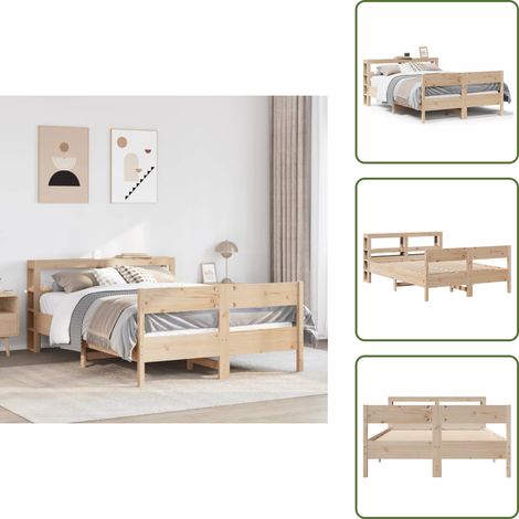 Letto con ripiani - vidaXL Letto senza Materasso 120x200 cm in Legno Massello di Pino - Letto in pino