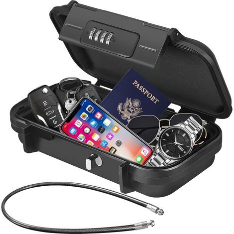 Tragbarer Safe – 1 Stück – ABS und Legierung – 4-stelliges Zahlenschloss – Reisen, Camping, Büro – 23,5 x 14,1 x 5,8 cm (1/5)