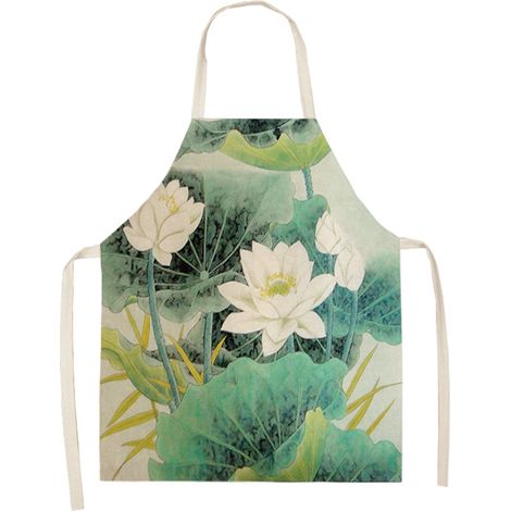 Tablier De Cuisine - Motif Floral Imperméable - Pour Cuisson Et Pâtisserie - 68x49cm (1/2)