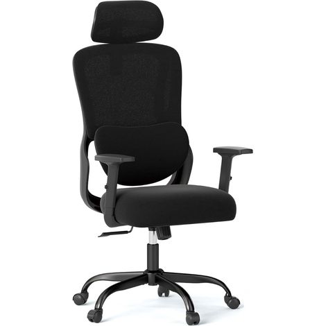 Ergonomischer Bürostuhl mit verstellbarer Kopfstütze und Lendenwirbelstütze