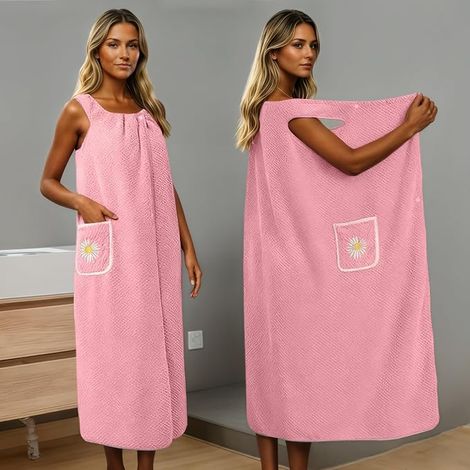 Peignoirs de bain à séchage rapide pour femme, serviette douce et absorbante avec poche réglable, peignoir de spa de voyage (1/5)