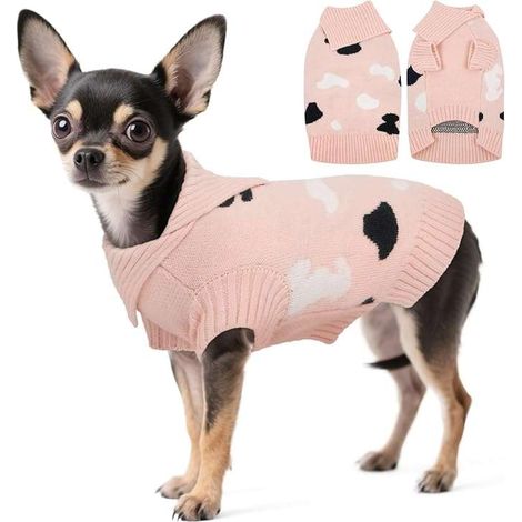 Warmer, gestrickter Rollkragenpullover für Hunde, Größe S, Rosa
