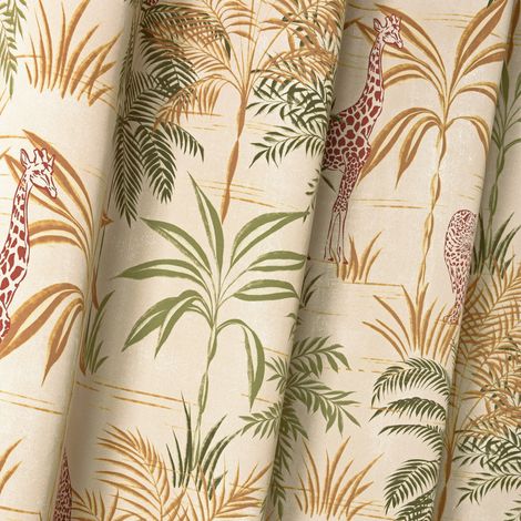 Tissu obscurcissant motif végétal et animal Vert 150 cm