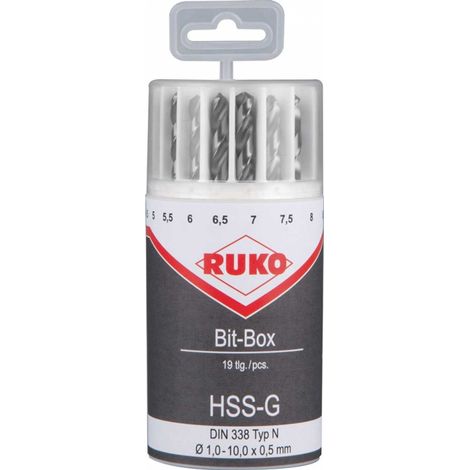 RUKO Bohrerbitsatz HSS 19tlg. 1 - 10 mm - 214225 (1/5)