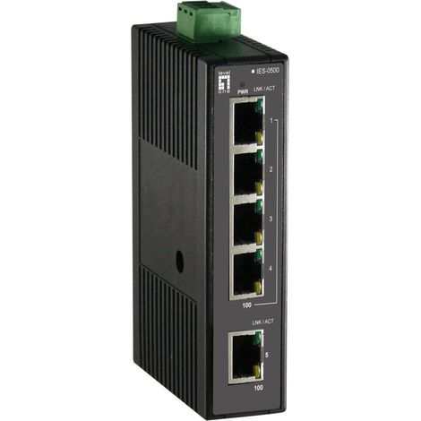 LevelOne IES-0500 switch di rete Non gestito Fast Ethernet (10/100) Nero (1/2)