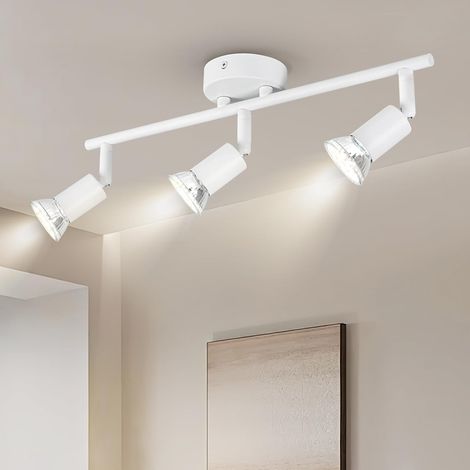Plafonnier Spot Plafond 3 Spots LED Orientable GU10 Éclairage de Plafond Plafonnier Luminaire Spot Applique Muraux Moderne Intérieur pour Cuisine Salon Chambre 230V, Blanc Sans Ampoule (1/5)