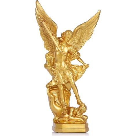 Statue en résine Saint Michel Arcangel, 31,8 cm, décoration religieuse, archange victorieux contre Satan, idéal collection ou décoration (1/5)