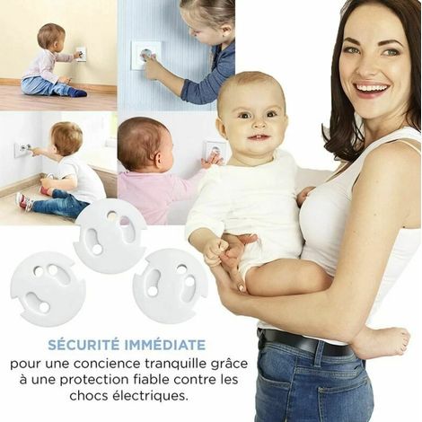 Cache Prise Bébé Français-Protection Prises Bebe-Caches Prises Electrique-Sécurité Enfant-Mécanisme Tournant 10Pcs (1/3)