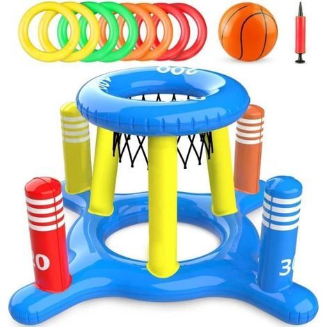 (Couleur aléatoire)Jeu de piscine gonflable - 2 en 1 - Panier de basket et anneau de lancer Modèle (1/3)