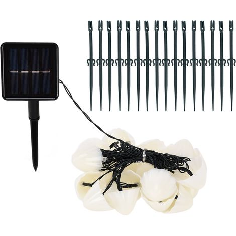 Guirlande lumineuse solaire étanche pour jardin extérieur, 20 LED, 8 modes d'éclairage, lumière chaude (1/5)