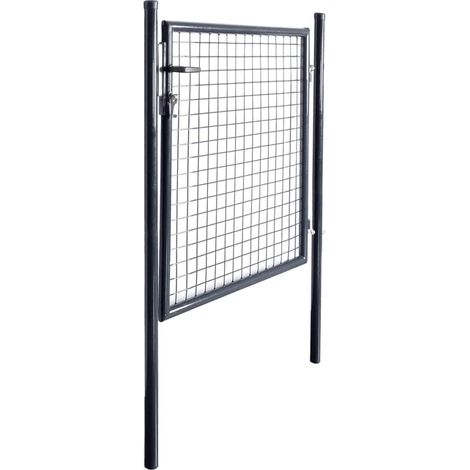 Portail en maille de jardin,Portail de clôture,Portillon de jardin Acier galvanisé 85,5x100 cm Gris CFW86600 (1/5)