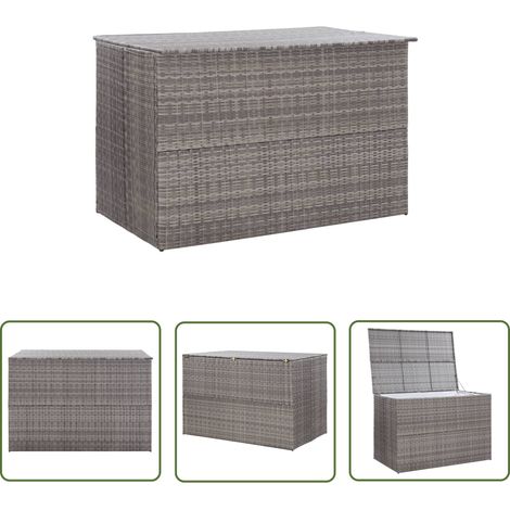 The Living Store Boîte de rangement de jardin gris 150x100x100 cm résine tressée - Coffre De Rangement - Rangement Extérieur - Boîte De Rangement Jardin - Meuble De Jardin - Résine Tressée (1/5)