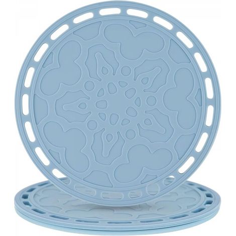 Lot de 3 grands dessous-de-plat et maniques ronds en silicone Bleu (1/4)