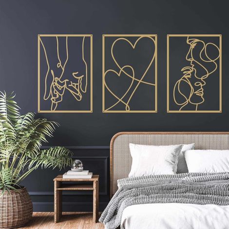 Wanddekoration Metall 3 Kuss Hand Valentinstag Schlafzimmer Gold (1/5)