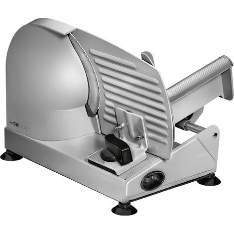 Trancheuse électrique 150W avec lame inox 190mm – Épaisseur de coupe réglable 0-15mm – Rail de guidage métallique – Support ventouse – Clatronic