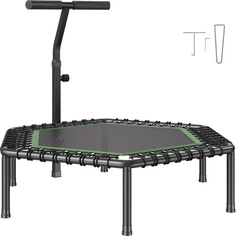 Mophorn Fitnesstrampolin für den Innenbereich für Erwachsene, Minitrampolin mit einer Belastbarkeit von 205 kg, 1385 mm Rebounder-Trampolin mit höhenverstellbarem Haltegriff in drei Stufen und Schaum (1/5)