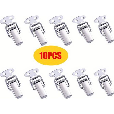 Jeu de 10 pièces de loquets à bascule à ressort : pinces à clamp, fermetures pour caisses, boîtes, armoires, coffres de rangement, serrures à tension, fermetures à levier, serrures snap lock (1/4)