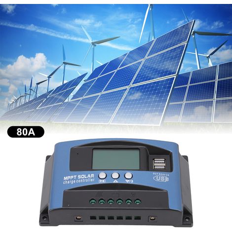 Controlador de carga MPPT para módulos solares industriales de 80 A con pantalla LCD – Tecnología multipico y protección de autorrecuperación (1/5)