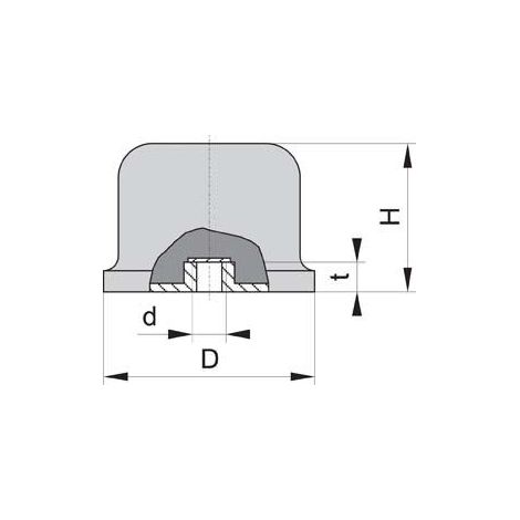 Gummi-Metall-Puffer Ballig Typ E D50xH35 M10 NR57