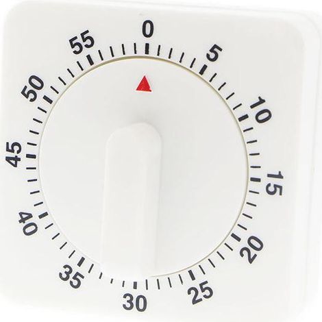 Mechanischer Küchentimer mit 60 Minuten Laufzeit – Kochstoppuhr mit akustischem und optischem Alarm – Batterieloser, manueller Timer für Küche, Klassenzimmer und Arbeitszimmer (Weiß)