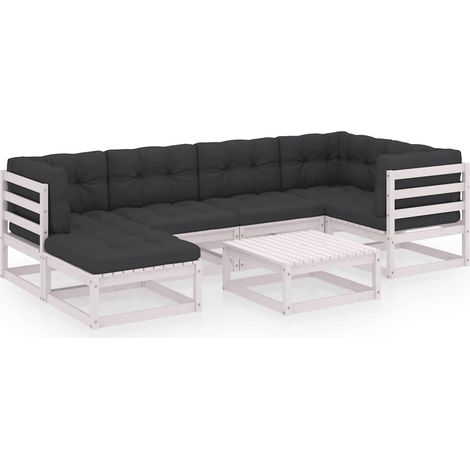 Maison Exclusive - Set Salotto Giardino 7 pz Cuscini Antracite Legno Massello Pino (1/5)