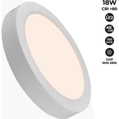 Barcelona Led – Plafonnier LED en saillie 18W 1800 lumens – Aluminium laqué blanc – IP20 pour intérieur – Ø226x35mm – Blanc neutre 4000K