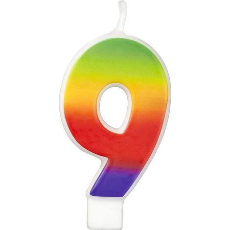 Wilton candela numero 9 effetto arcobaleno 7,5 cm