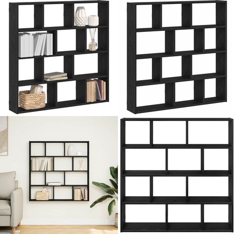 vidaXL Étagère cube murale 12 compartiments noir bois d'ingénierie (1/5)