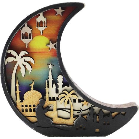 Décoration Ramadan Eid Mubarak Motif Ornement en bois Scène sculptée en couches (wanan) (1/5)