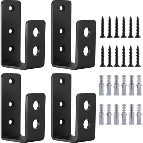4 Pièces Supports de Porte Barre de Sécurité en Acier en Forme de U, pour 2 x 4 Bois pour Renforcement des Portes de Sécurité, avec Vis (1/5)