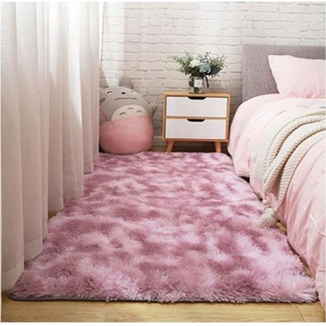 GOGOLOVING Tapis de Salon Shaggy Polyester Rose 120 x 160cm (1/4)