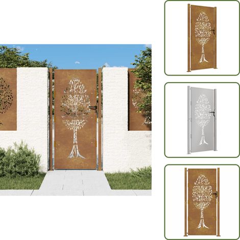 Gartentor 105x205 cm Cortenstahl Baum-Design - Cortenstahltor - Gartentor - Zaun - Einfahrtstor - Sicherheitszaun (1/5)