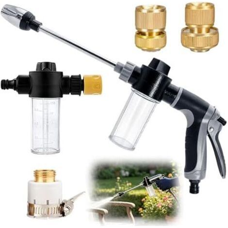 Hochdruck-Jet-Pistole für Gartenschläuche, robuster Metallreiniger mit verstellbarer, 360° drehbarer Düse, für Autowäsche, Terrasse, Boden und Pflanzen - (1/5)