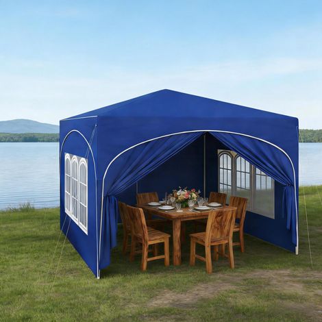 Pavillon Gartenzelt faltbar 3x3 m Oxford blau HAVRYA (1/4)