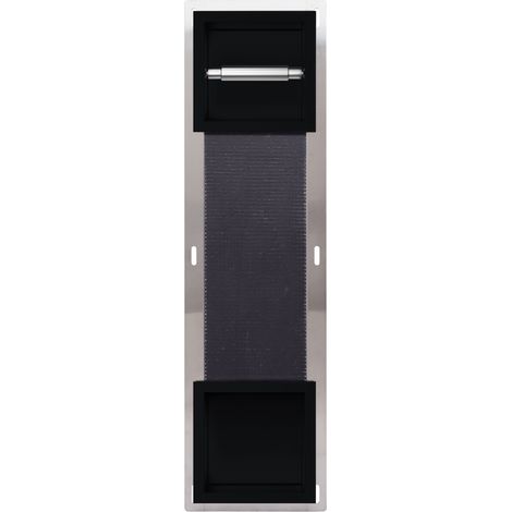 Balneo Distributeur papier-toilette encastrable avec porte 74x20,8x14,7cm, acier inoxydable, finition noir, WALL-BOX PAPER 2 (1/5)
