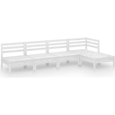 Mobili da giardino Set di mobili da esterno 5 pezzi in legno di pino massiccio bianco