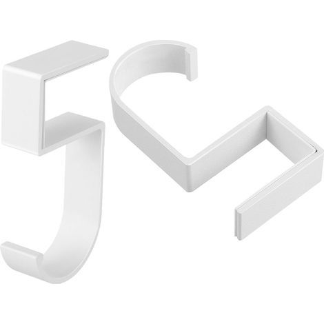 Crochets de Bureau pour Suspendre Paquet et Accessoires, Lot de 2 Crochets Métalliques sans Perçage, Blanc, Fixation Facile sur Table, Organisateur Suspendu pour Bureau et Maison (1/5)